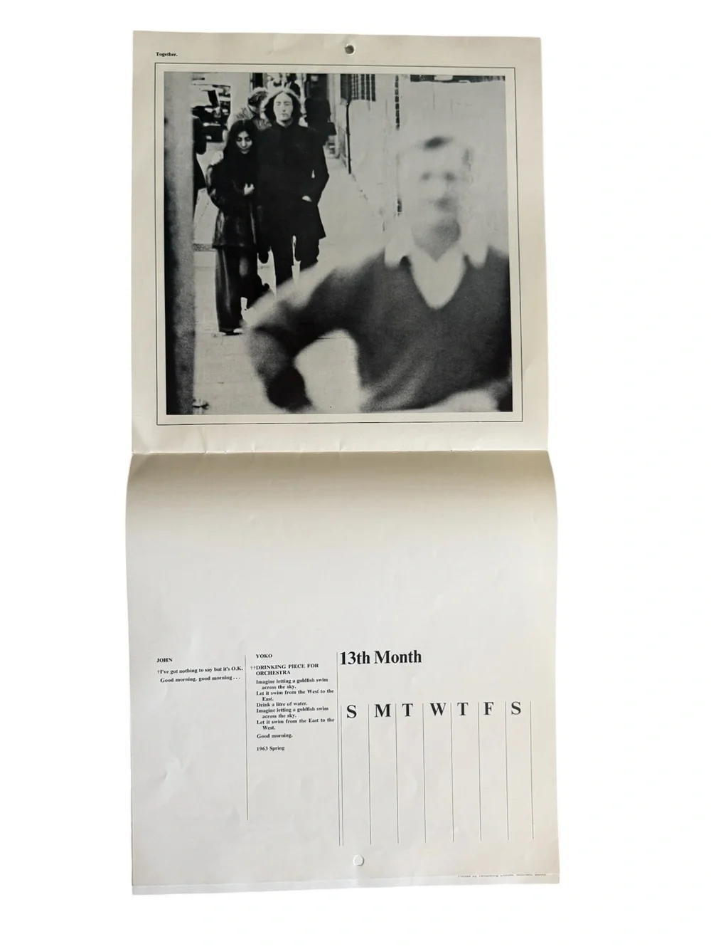 John & Yoko Blank 1970 Wall Calendar